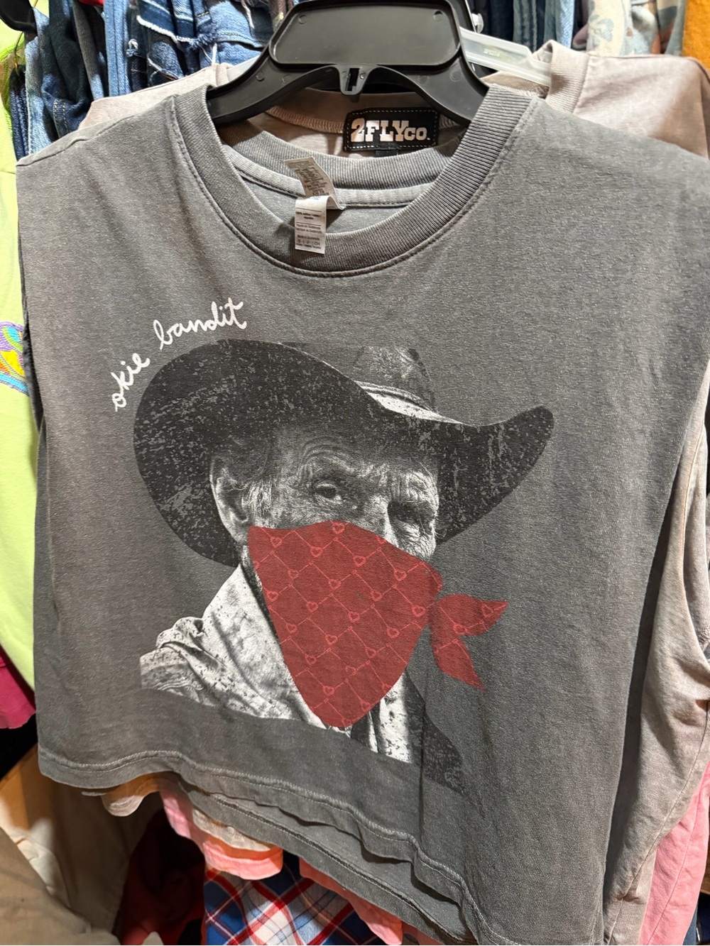 Gray Graphic Tee with Red crop